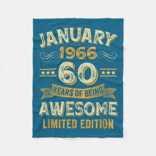 Awesome Vintage January 1966 60th Birthday Fleece Blanket