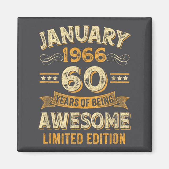 Awesome Vintage January 1966 60th Birthday  Magnet (Front)