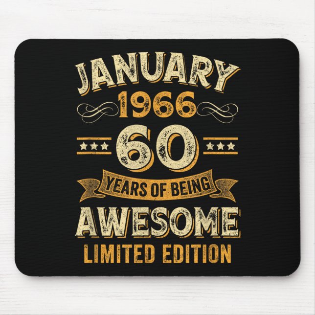 Awesome Vintage January 1966 60th Birthday  Mouse Mat (Front)