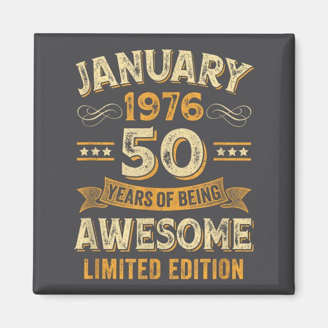 Awesome Vintage January 1976 50th Birthday  Magnet (Front)