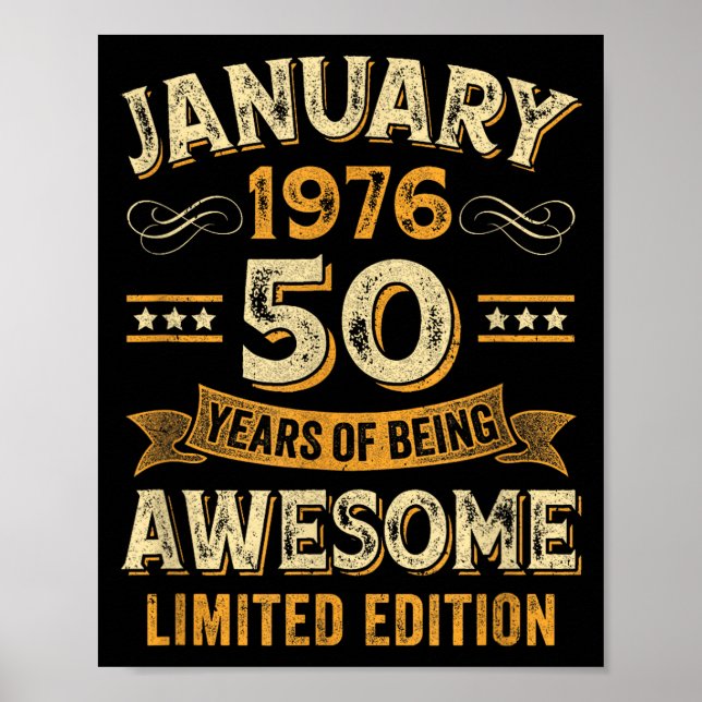 Awesome Vintage January 1976 50th Birthday  Poster (Front)