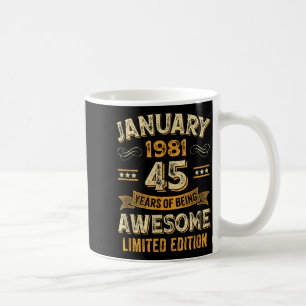 Awesome Vintage January 1981 45th Birthday  Coffee Mug