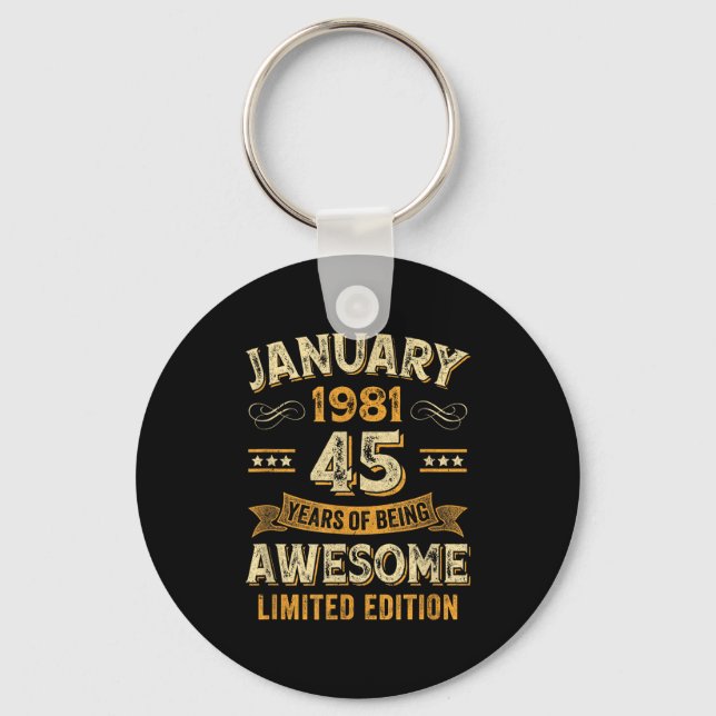 Awesome Vintage January 1981 45th Birthday  Key Ring (Front)