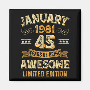 Awesome Vintage January 1981 45th Birthday Magnet