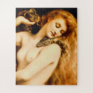 Awesome Vintage Lilith With Snake by John Collier Jigsaw Puzzle