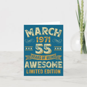 Awesome Vintage March 1971 55th Birthday Card