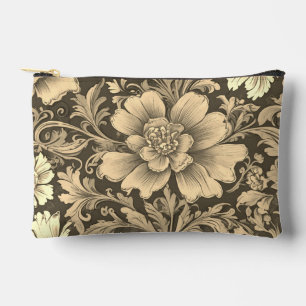 Awesome Vintage Sepia Floral Pattern Accessory Pouch