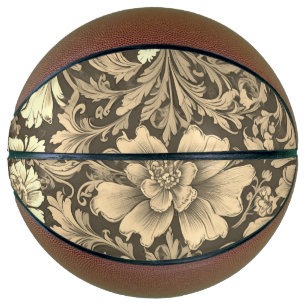 Awesome Vintage Sepia Floral Pattern Basketball