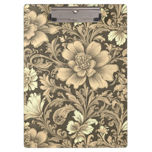 Awesome Vintage Sepia Floral Pattern Clipboard