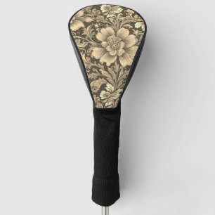 Awesome Vintage Sepia Floral Pattern  Golf Head Cover