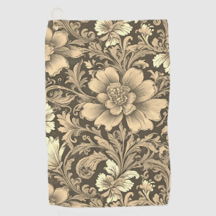 Awesome Vintage Sepia Floral Pattern Golf Towel