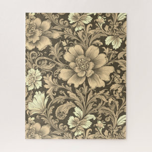 Awesome Vintage Sepia Floral Pattern Jigsaw Puzzle