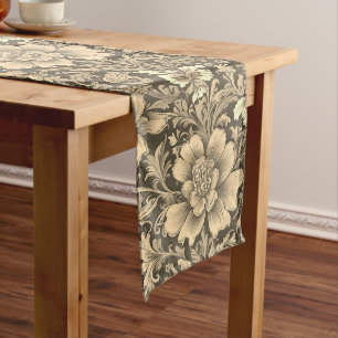 Awesome Vintage Sepia Floral Pattern Long Table Runner