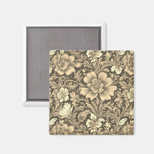 Awesome Vintage Sepia Floral Pattern Magnet