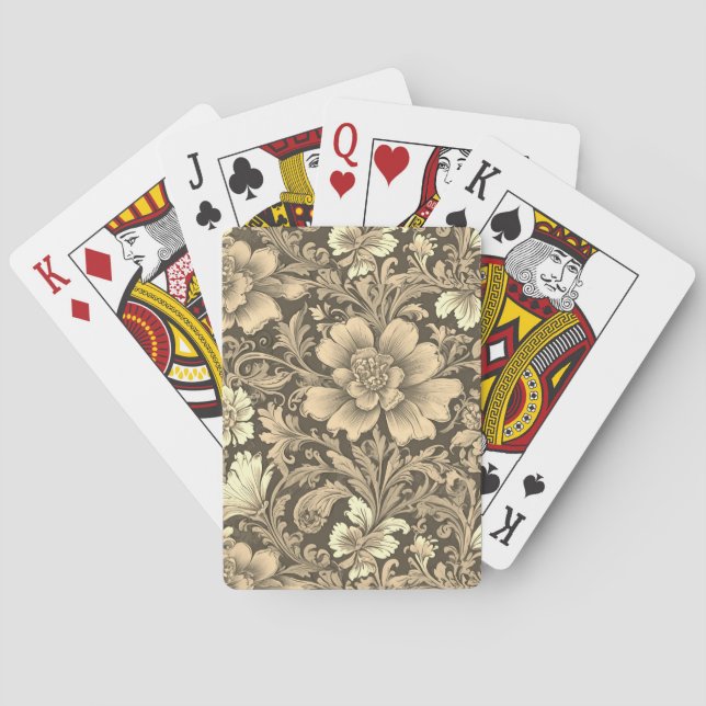Awesome Vintage Sepia Floral Pattern  Playing Cards (Back)