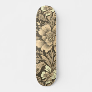 Awesome Vintage Sepia Floral Pattern Skateboard