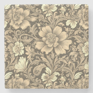 Awesome Vintage Sepia Floral Pattern  Stone Coaster