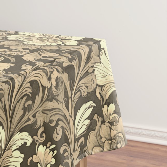 Awesome Vintage Sepia Floral Pattern  Tablecloth (In Situ)