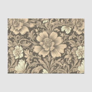 Awesome Vintage Sepia Floral Pattern Tissue Paper