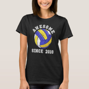 Awesome Volleyball Player Since 2010 Vintage 12th T-Shirt