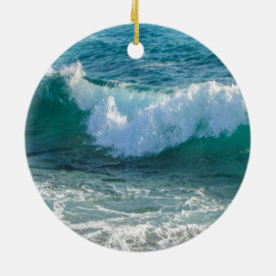 Awesome Wave sea shore nautical ocean nature Ceramic Tree Decoration