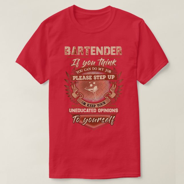 Awesome Witty Bartender T-Shirt (Design Front)