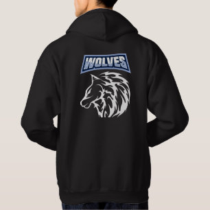 Awesome wolf design back and front for him black hoodie