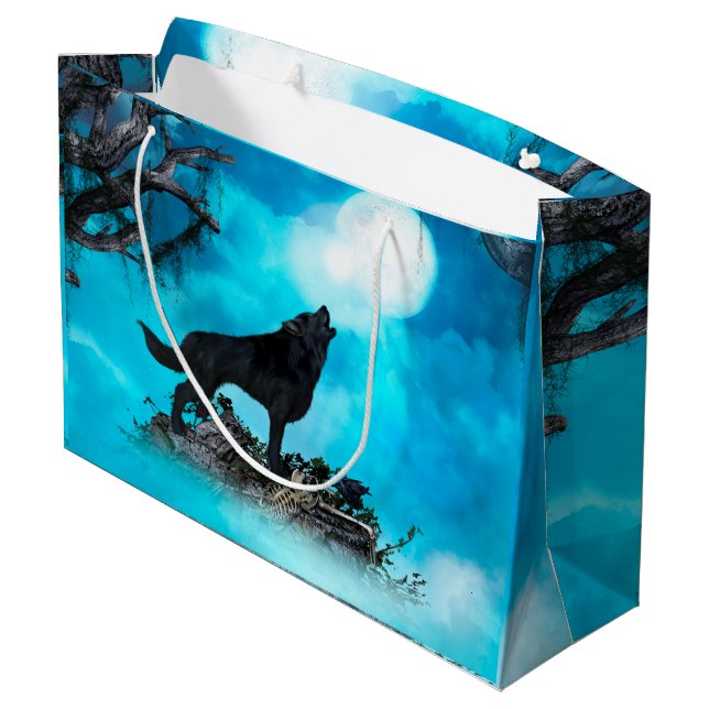Awesome wolf large gift bag (Back Angled)