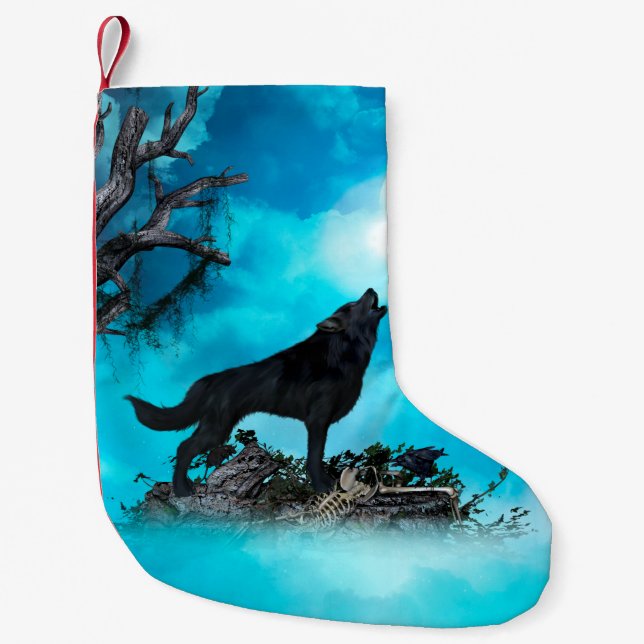 Awesome wolf small christmas stocking (Front)