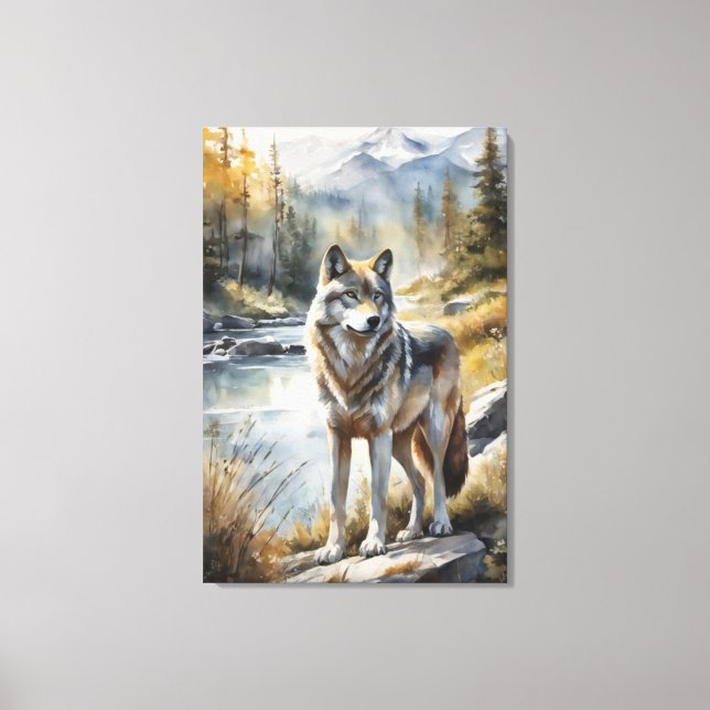 Awesome Wolf Somewhere in Beautiful Nature Canvas Print (Front)