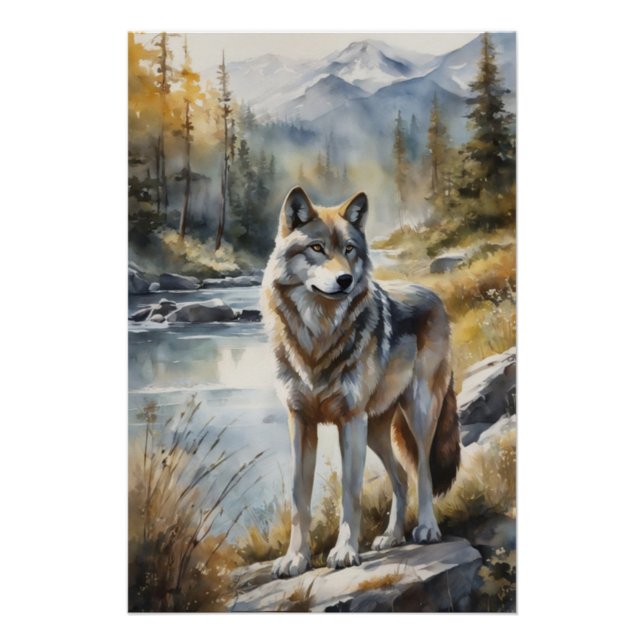 Awesome Wolf Somewhere in Beautiful Nature   Poster (Front)