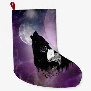 Awesome wolves large christmas stocking