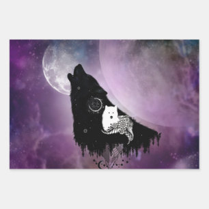 Awesome wolves wrapping paper sheet