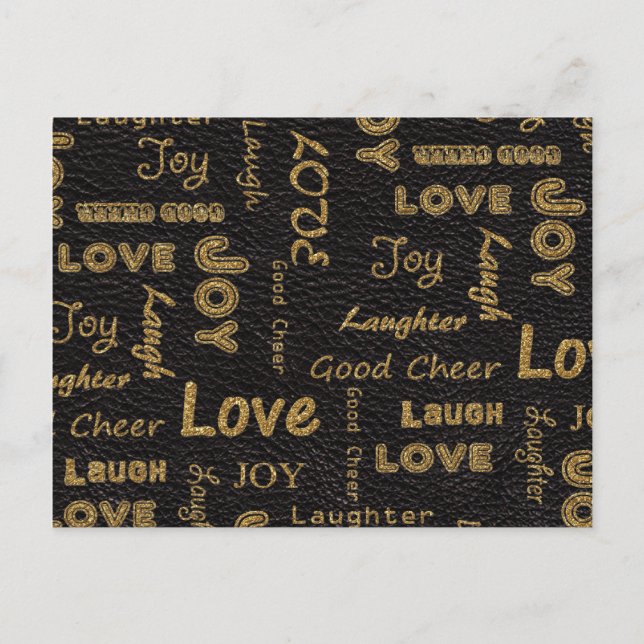Awesome words to live by, Love, Joy, Laugh Postcard (Front)