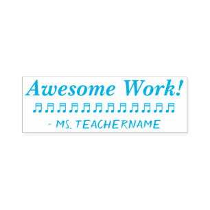 "Awesome Work!" + Custom Tutor Name Rubber Stamp