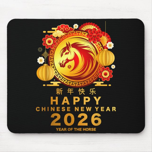 Awesome Year Of The Horse_ Lunar Happy Chinese New Mouse Mat (Front)