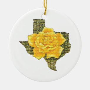 Awesome Yellow Rose Of Texas Pattern Flower Ceramic Tree Decoration