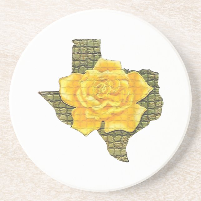 Awesome Yellow Rose Of Texas Pattern Flower Coaster (Front)
