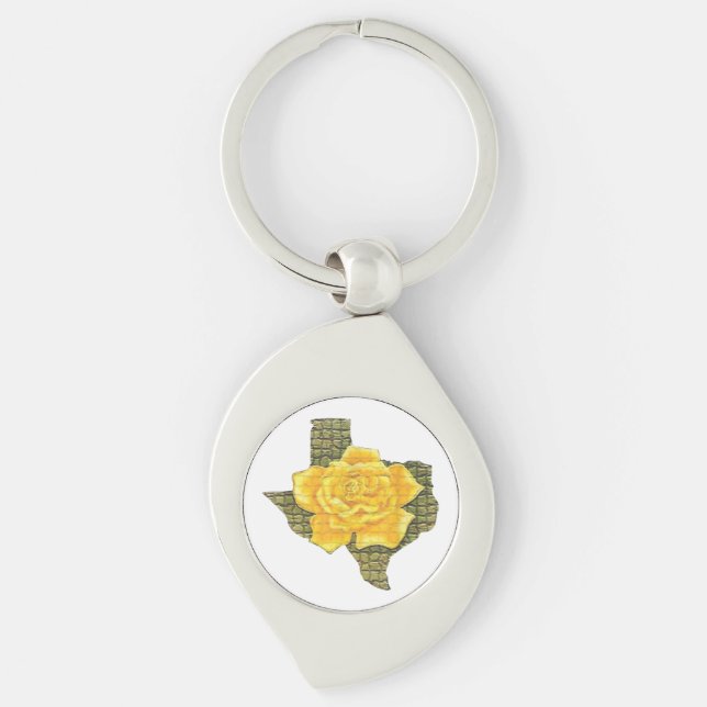 Awesome Yellow Rose Of Texas Pattern Flower  Key Ring (Front)