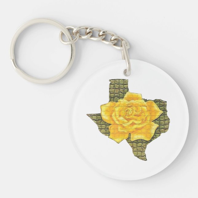 Awesome Yellow Rose Of Texas Pattern Flower Key Ring (Front)