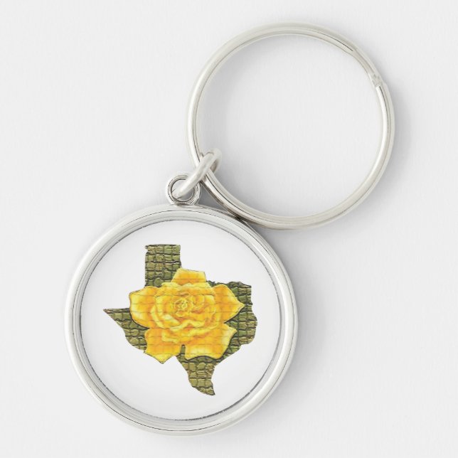 Awesome Yellow Rose Of Texas Pattern Flower  Key Ring (Front)