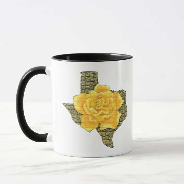 Awesome Yellow Rose Of Texas Pattern Flower Mug (Left)