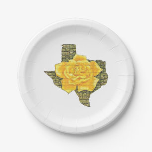 Awesome Yellow Rose Of Texas Pattern Flower  Paper Plate