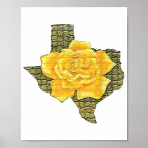 Awesome Yellow Rose Of Texas Pattern Flower  Poster
