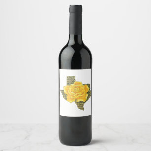 Awesome Yellow Rose Of Texas Pattern Flower Wine Label