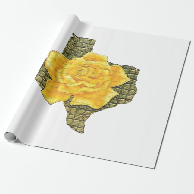 Awesome Yellow Rose Of Texas Pattern Flower  Wrapping Paper (Unrolled)