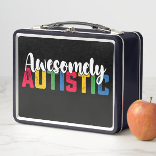 Awesomely Autistic Autism Biy Girl Family Metal Lunch Box
