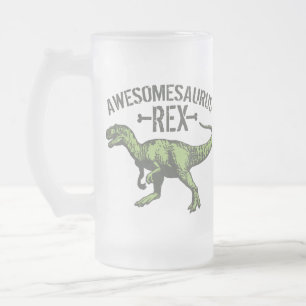 Awesomesaurus Rex Frosted Glass Beer Mug