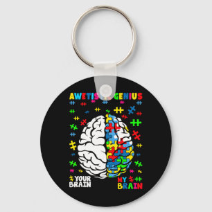 Awetistic Genius Autism Brain Puzzle Awareness Des Key Ring
