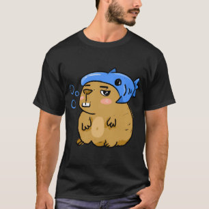 Awkward Animal Hats Club - Fish Capybara T-Shirt